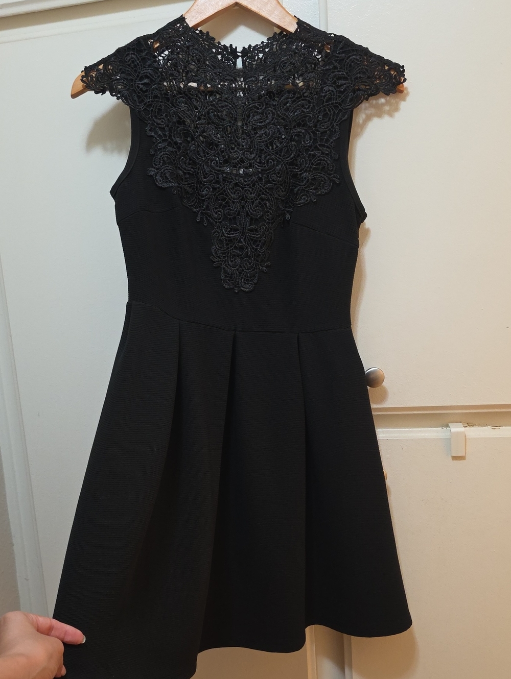 Black Lace-Yoke Fit & Flare Dress